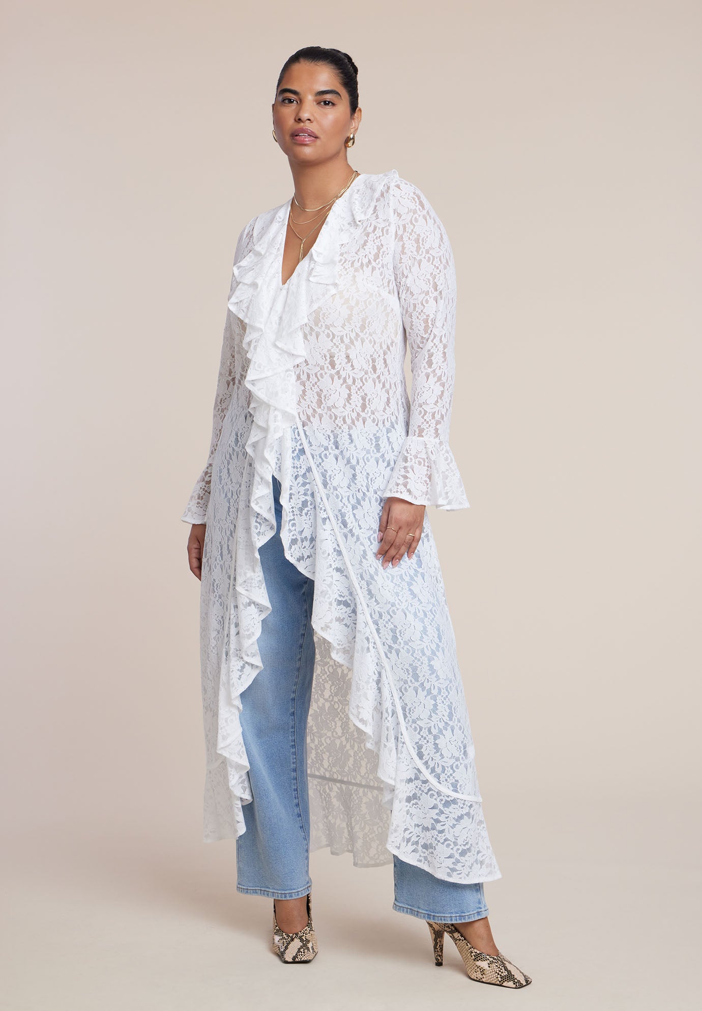 Lace Ruffle Duster image number 1