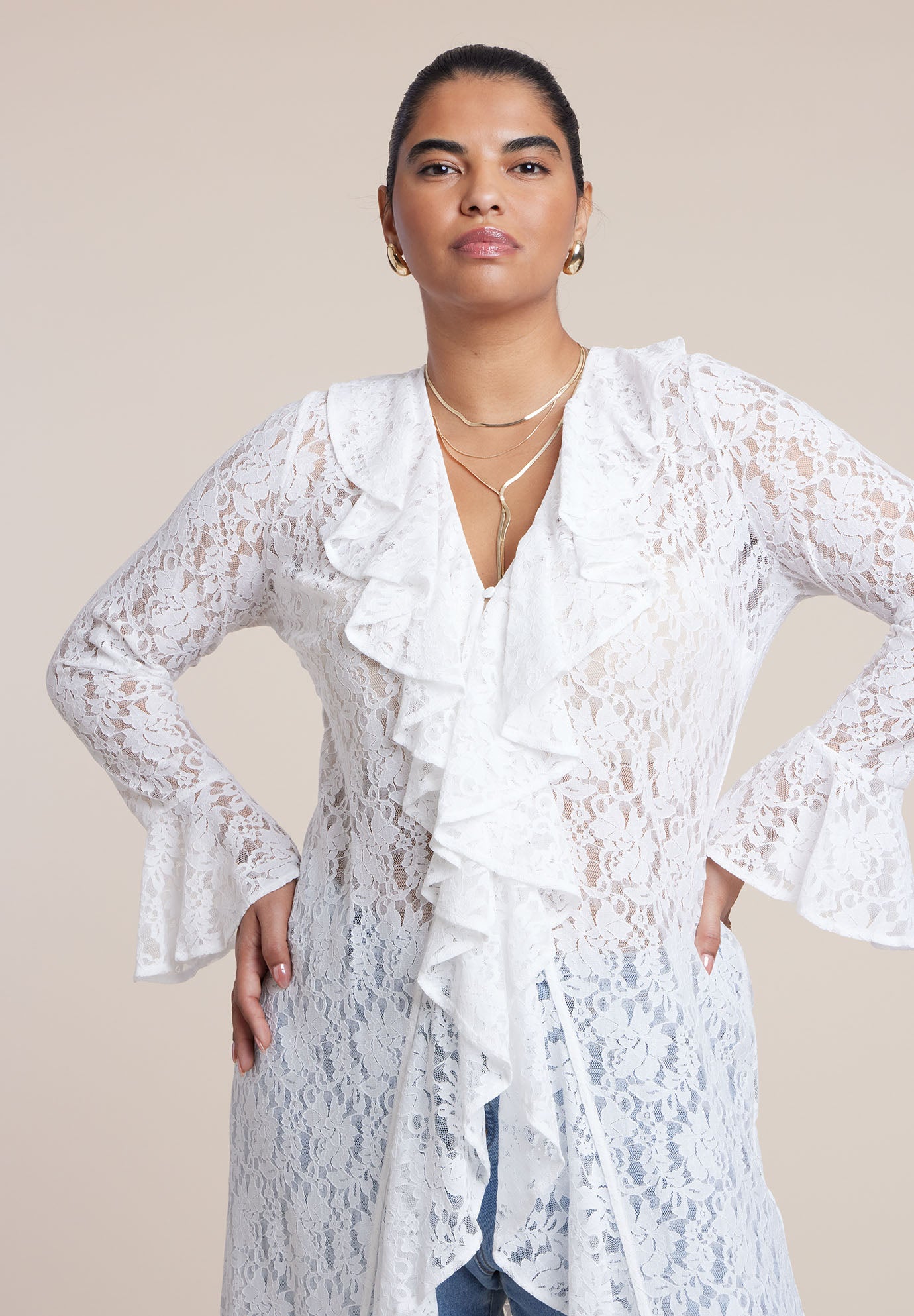 Lace Ruffle Duster image number 3