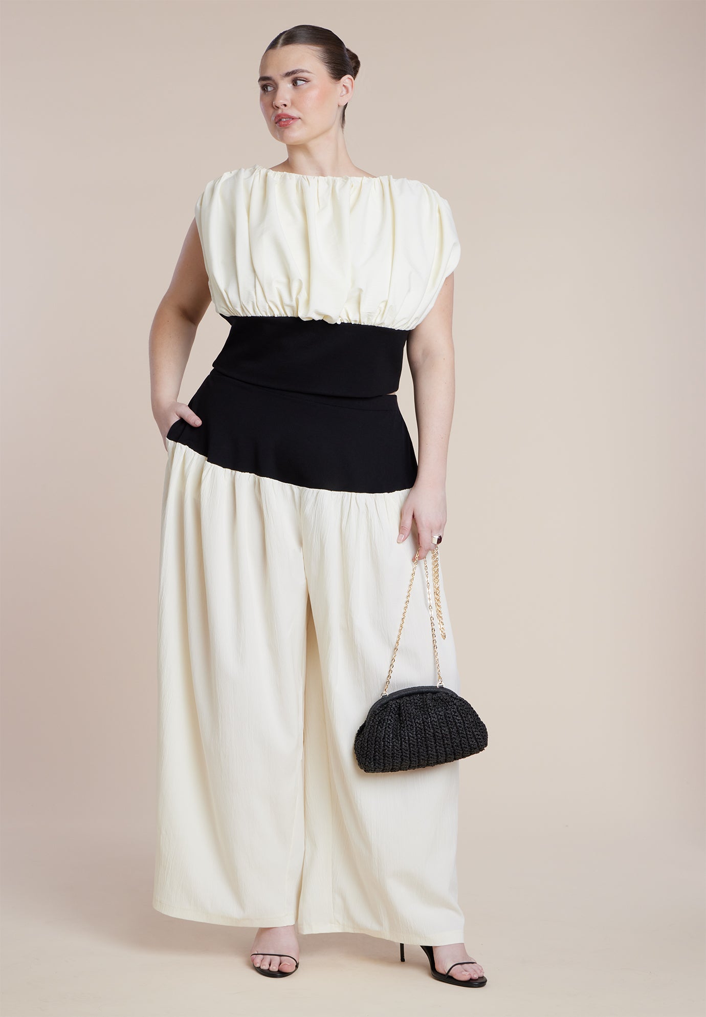 Combo Fabric Draped Top image number 3