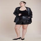 Perforated Faux Leather Short image number null