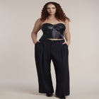 Faux Leather Lace-Up Bustier Top image number 2