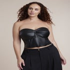 Faux Leather Lace-Up Bustier Top image number 0