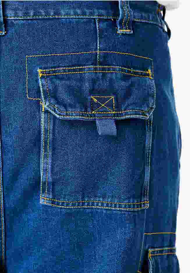 12" Side Elastic Denim Cargo Shorts image number 4