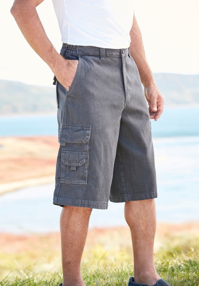 12" Side Elastic Denim Cargo Shorts image number 6