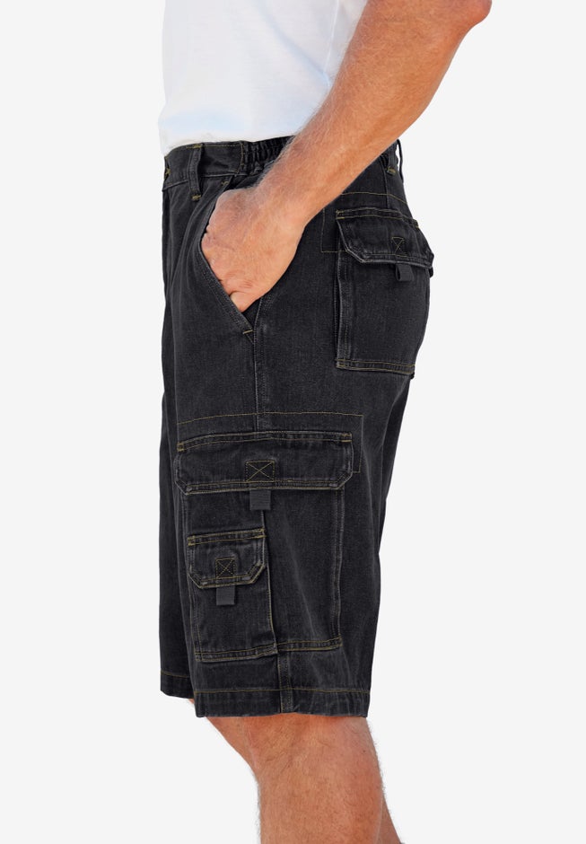 12" Side Elastic Denim Cargo Shorts image number 2