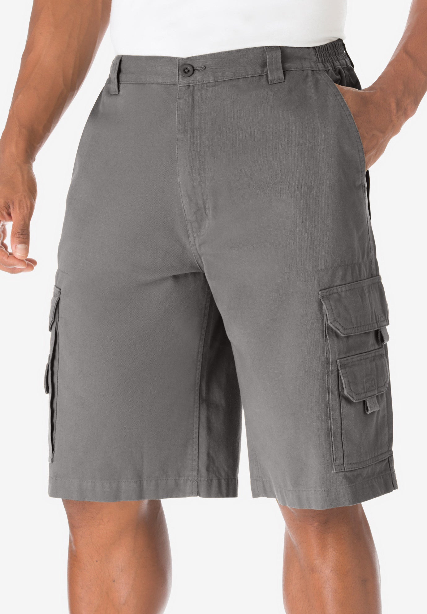 12" Side Elastic Denim Cargo Shorts image number 0