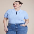 Veriegated Rib Collared Sweater image number null