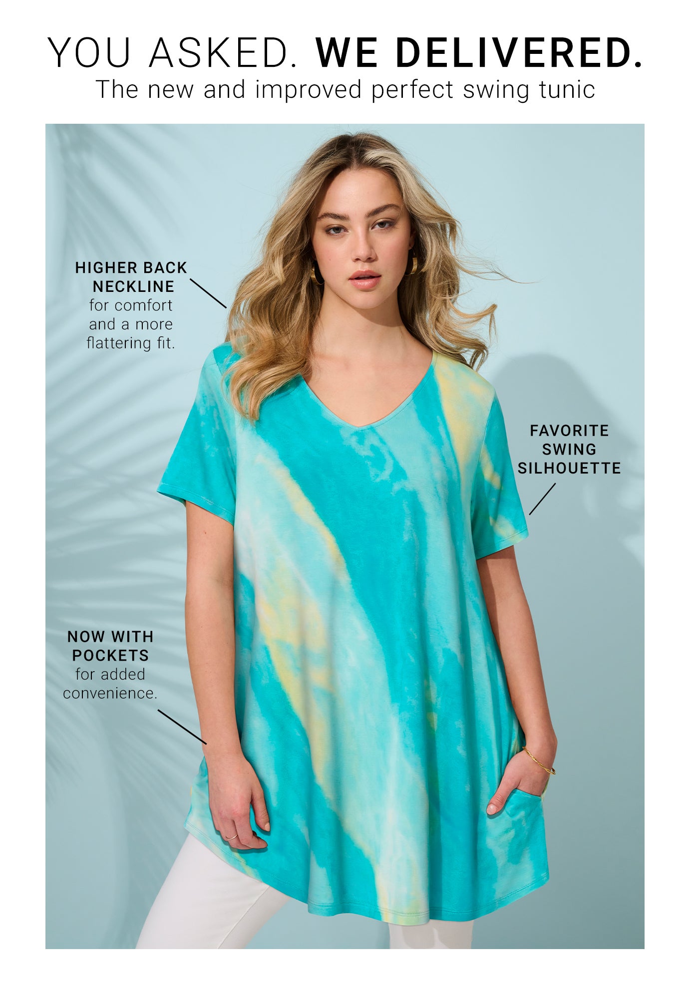 Ultra Drape V Neck Short-Sleeve Swing Tunic image number 0