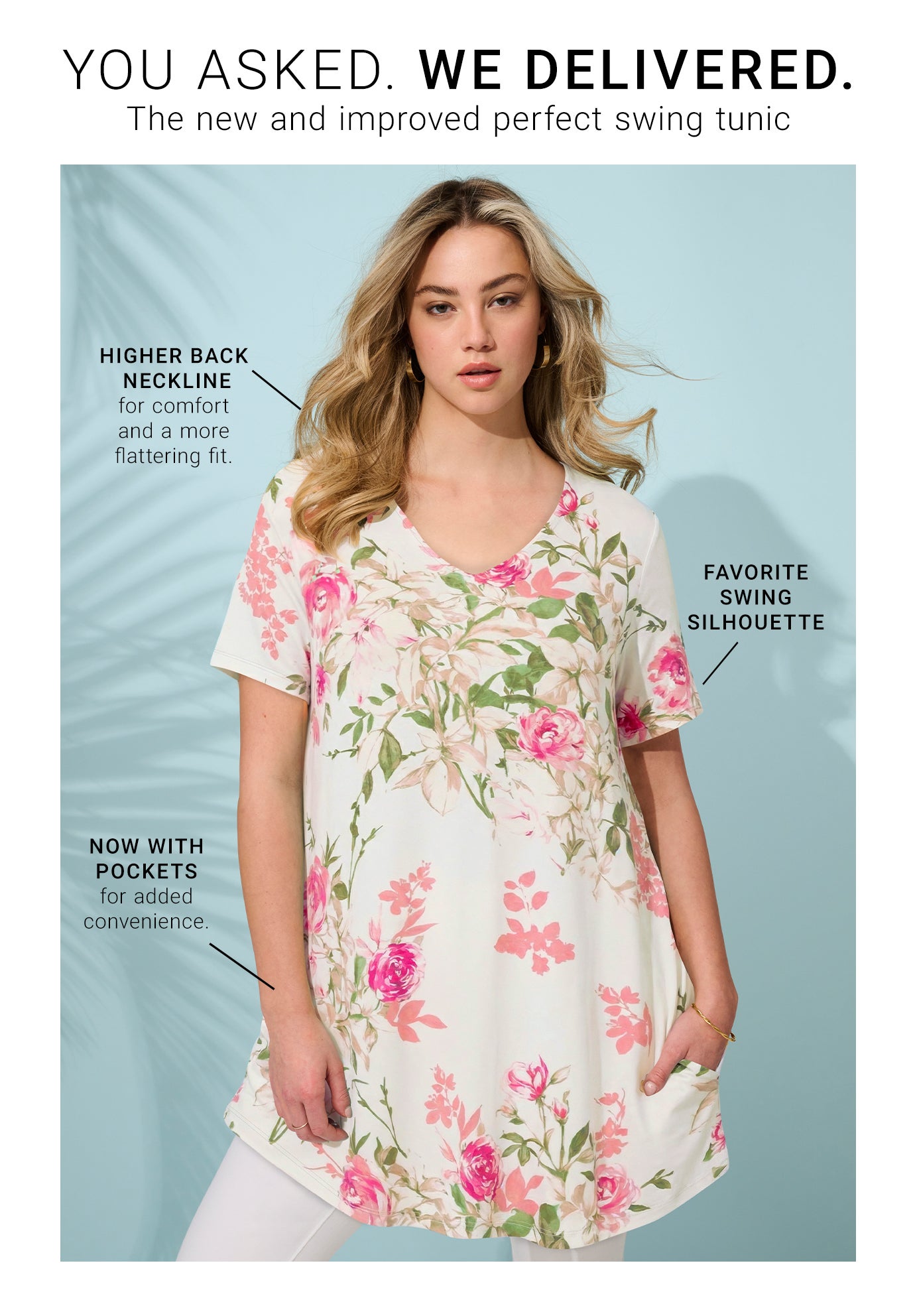 Ultra Drape V Neck Short-Sleeve Swing Tunic image number 0