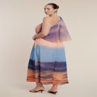 Printed Cape Maxi Dress image number 5