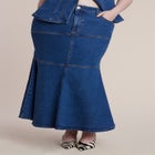 Denim Trumpet Maxi Skirt image number null