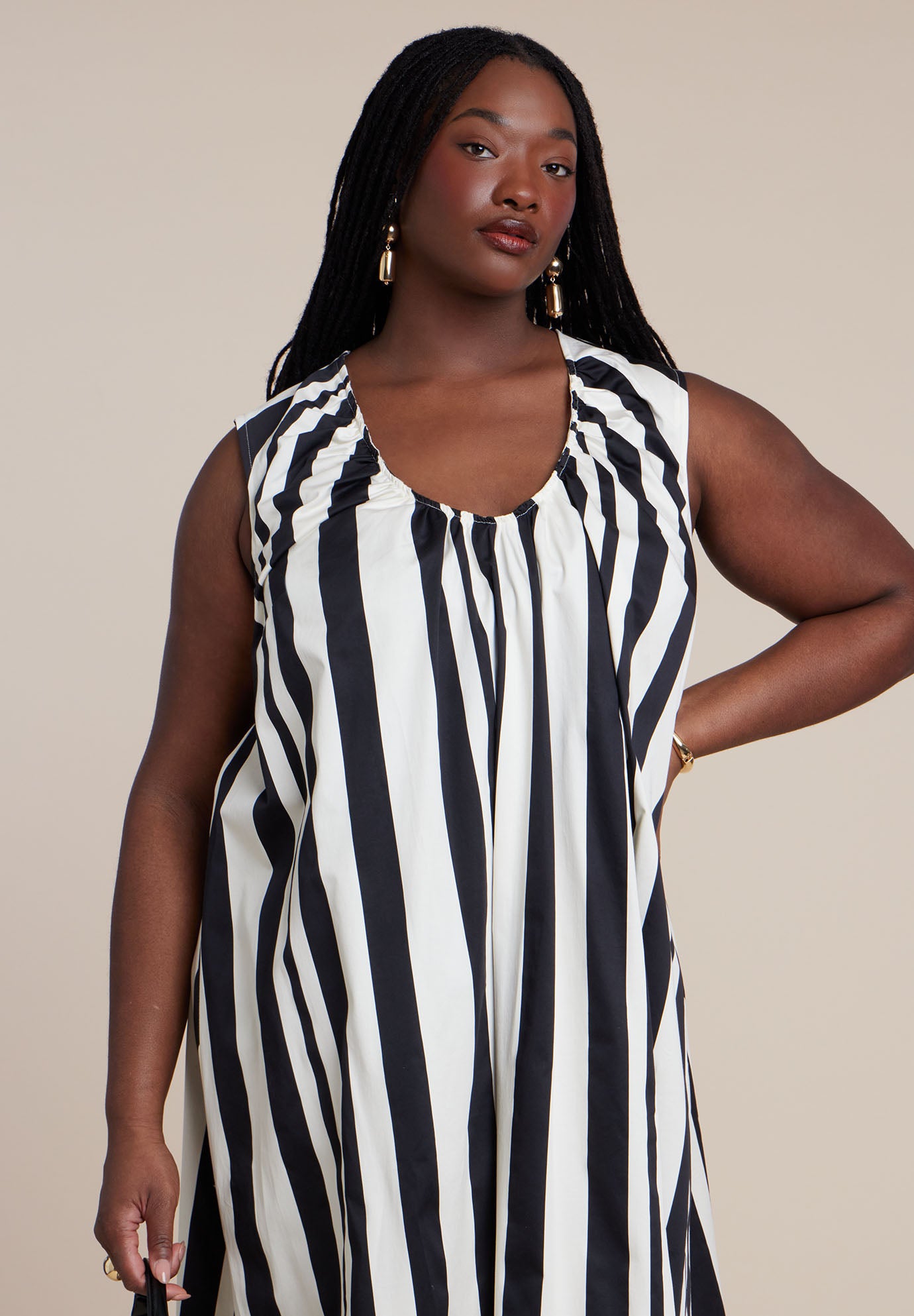 Shirred Neckline Tank Dress image number 3