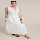 Zipper Detail Linen Maxi Dress image number null