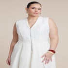 Zipper Detail Linen Maxi Dress image number null