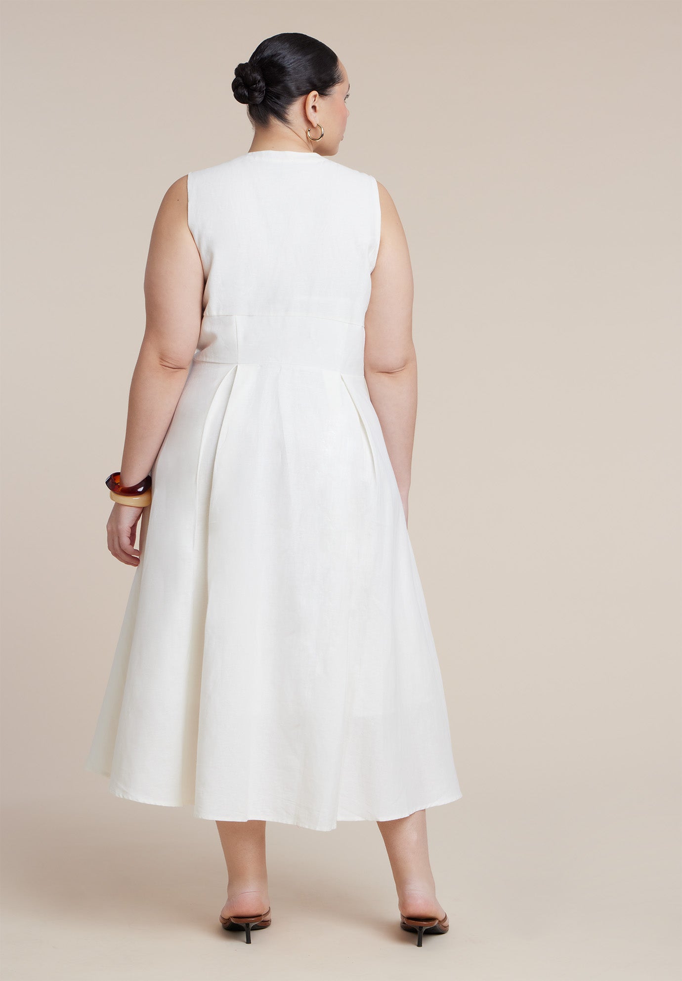 Zipper Detail Linen Maxi Dress image number 4