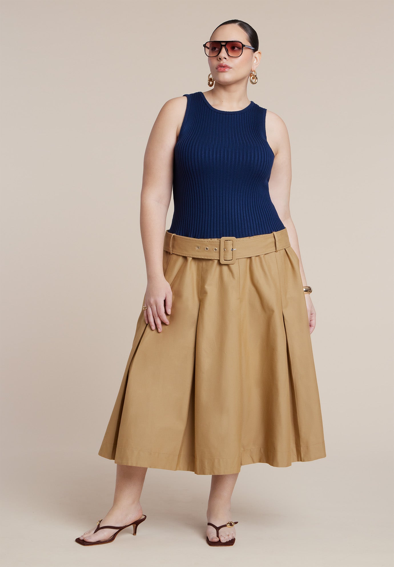 Combo Dress With Belt image number 0