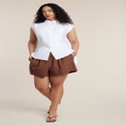 Button Up Shirt With Open Back image number null