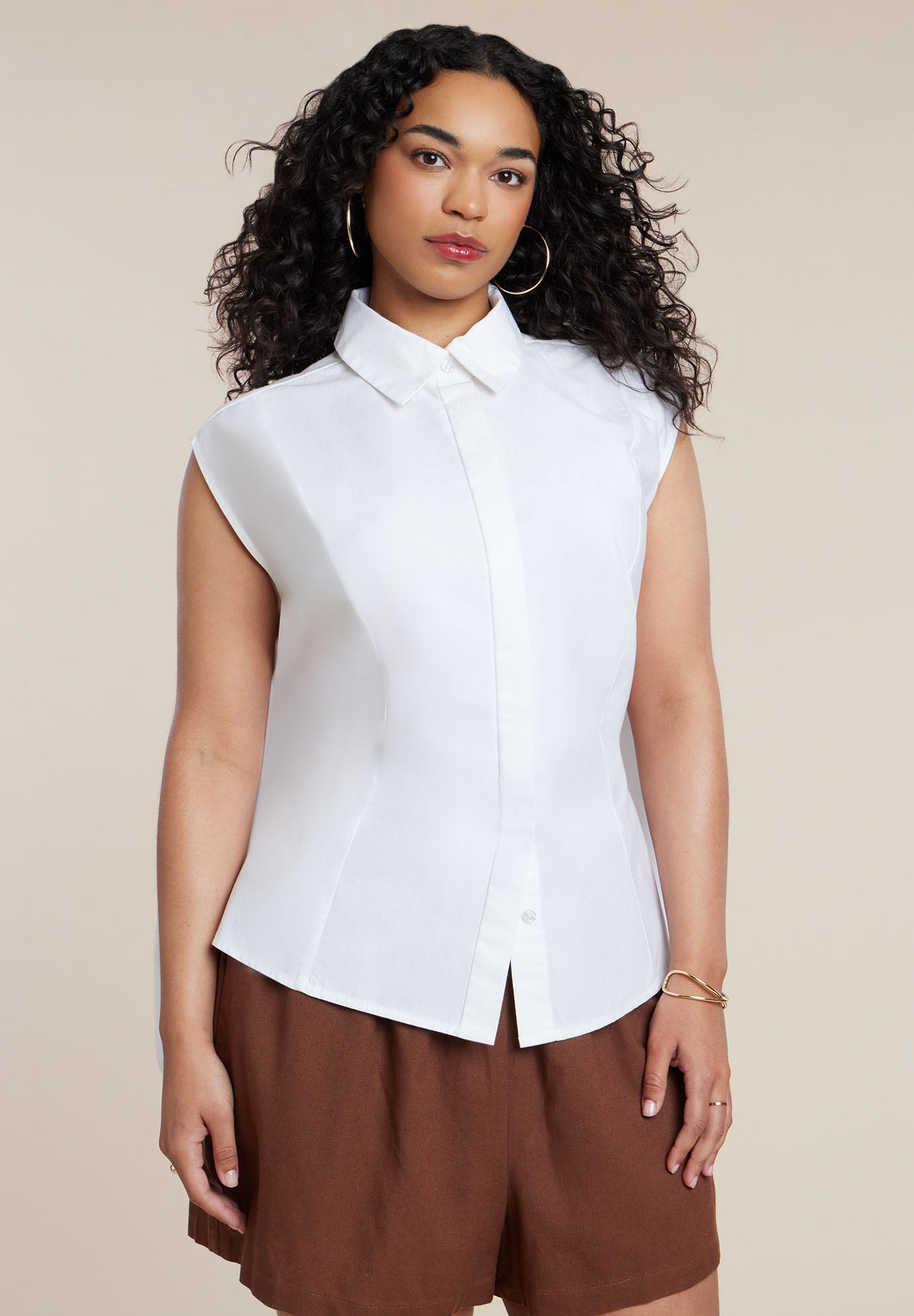 Button Up Shirt With Open Back image number 0