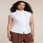 Button Up Shirt With Open Back image number null