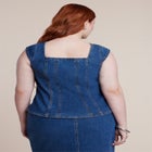 Fitted Square Neck Denim Top image number null