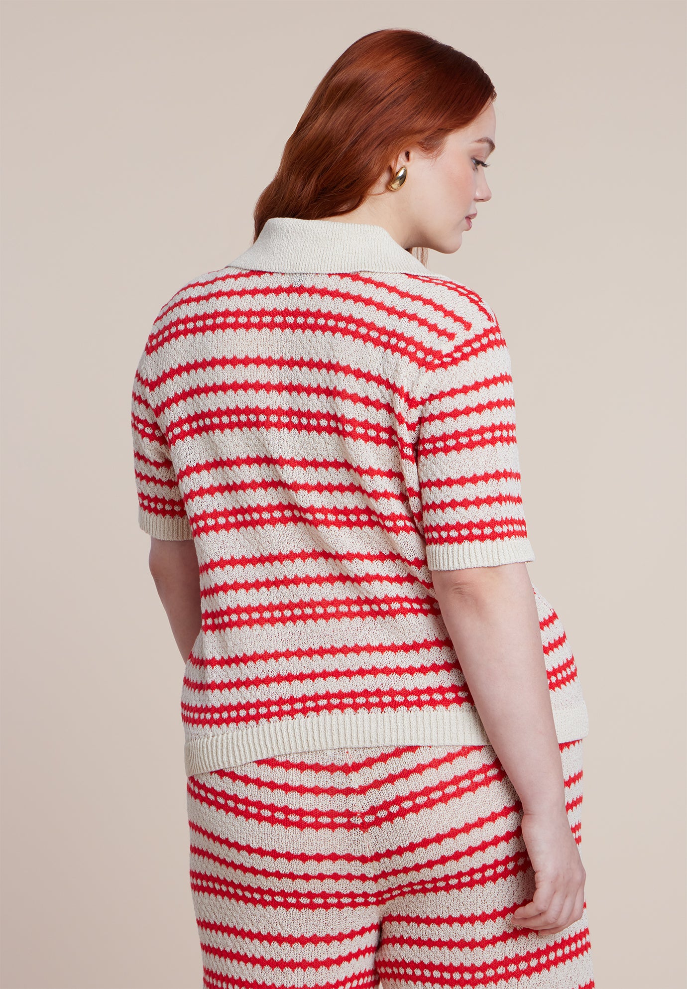 Pointelle Stripe Boxy Sweater Top image number 1