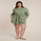 Waist Tie Linen Button Up Shirt image number 2