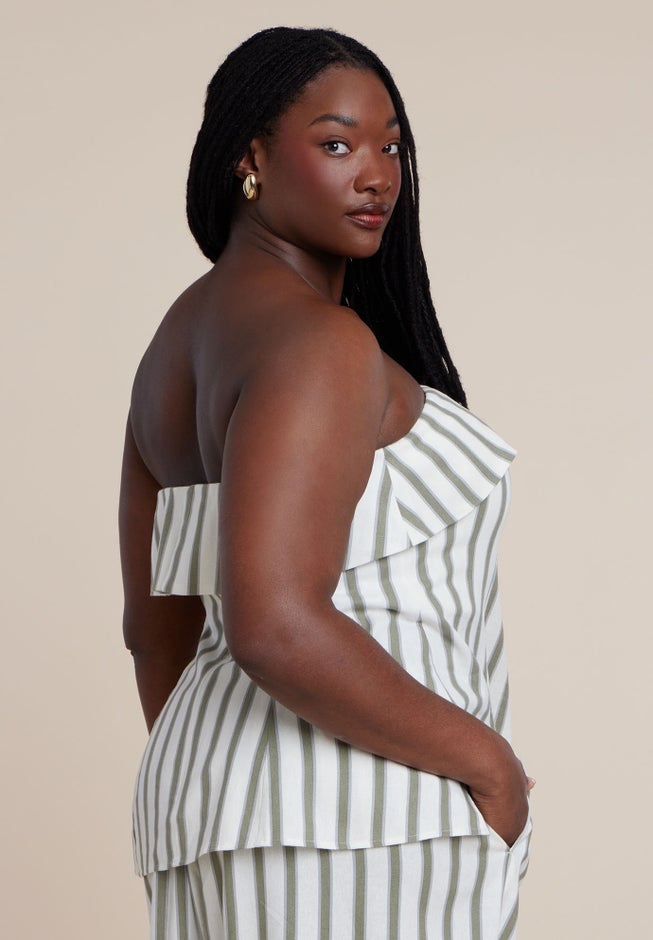 Sleeveless Linen Top With Foldover image number 3