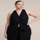 Twisted Linen Halter Top image number null