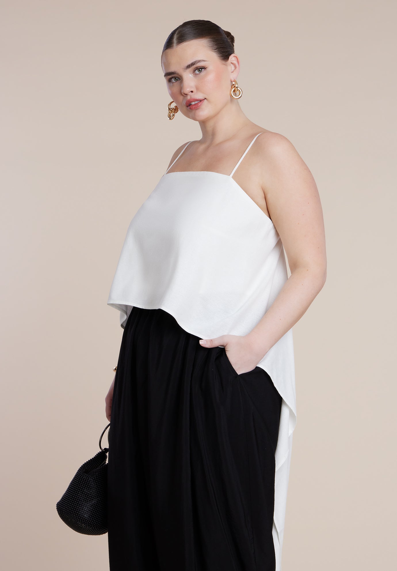 Cascading Linen Crop Top image number 1