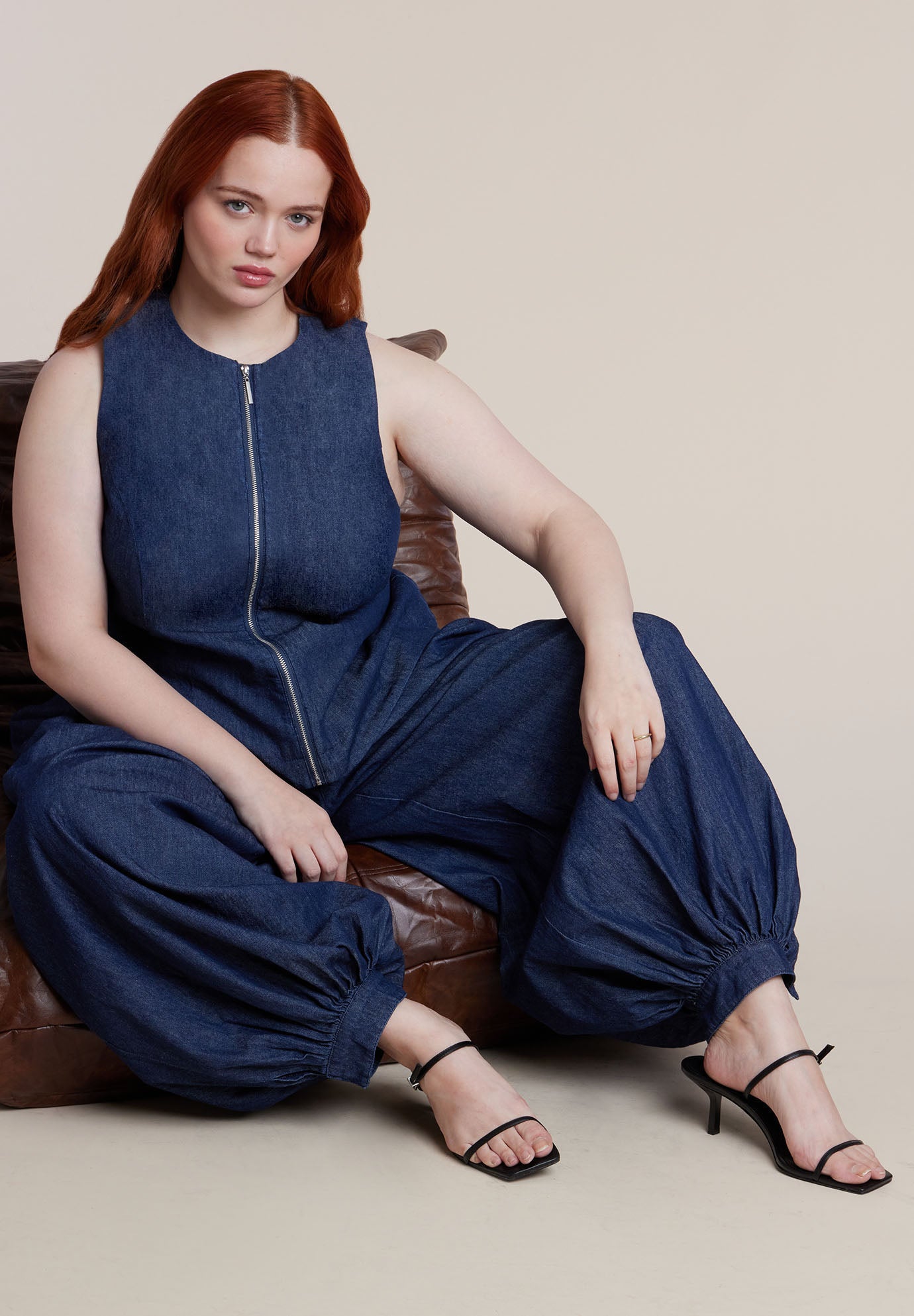 Chambray Zip Up Top image number 1