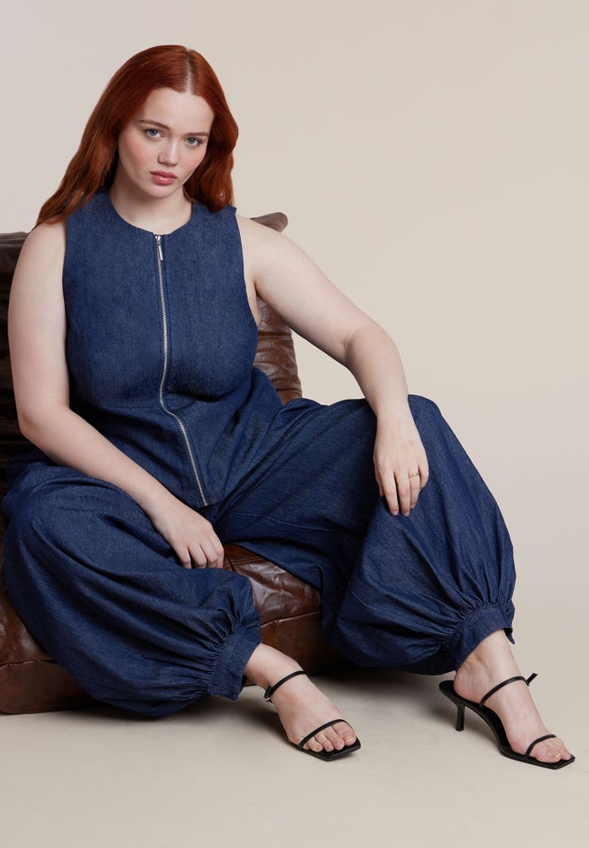 Chambray Zip Up Top image number 1