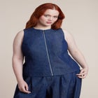 Chambray Zip Up Top image number null