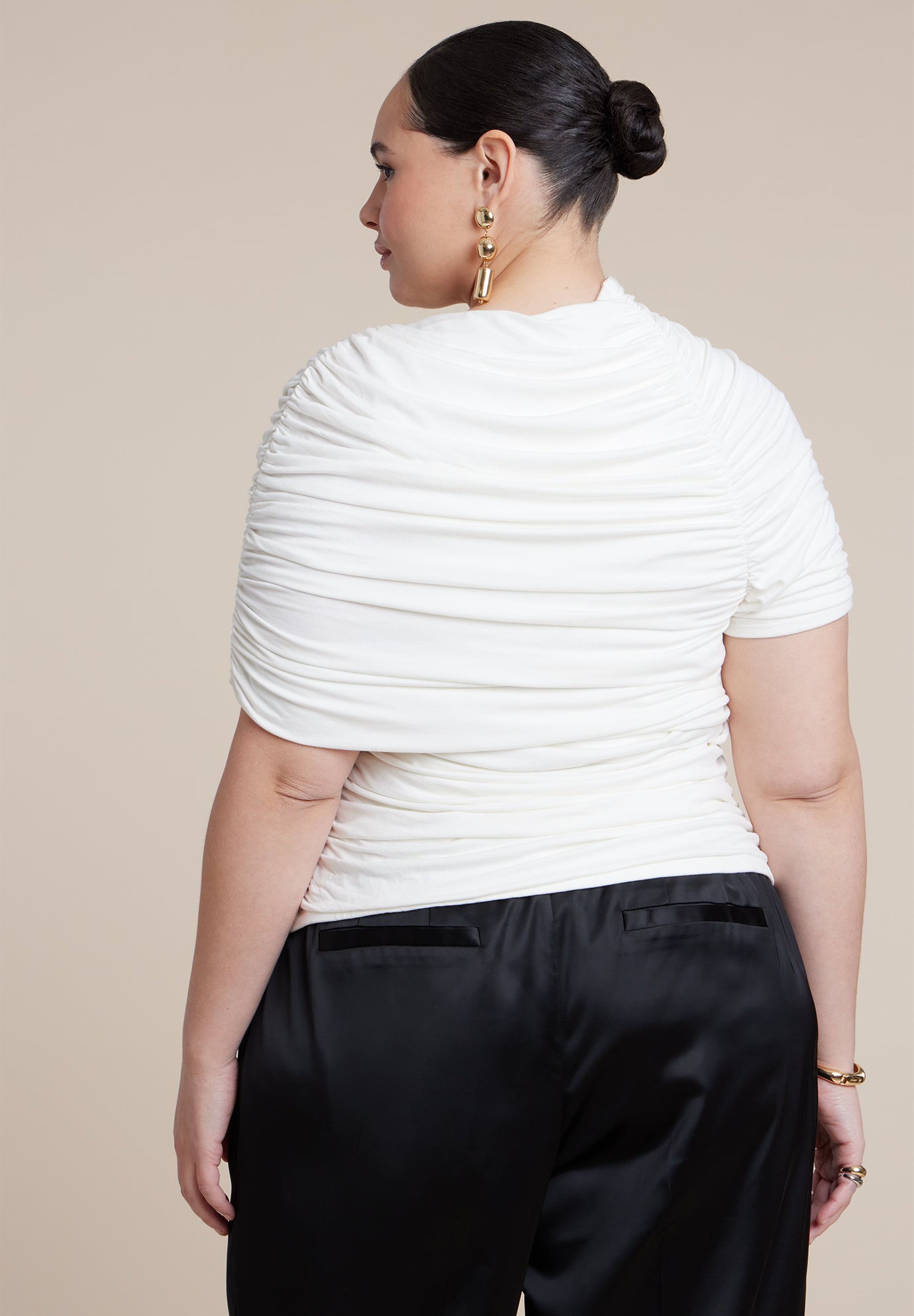 Sleeve Overlay Draped Top image number 3