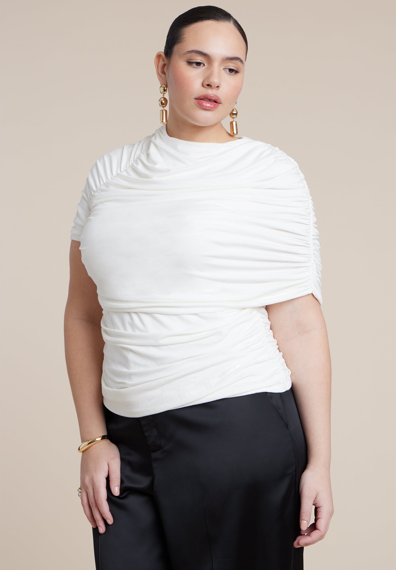 Sleeve Overlay Draped Top image number 0