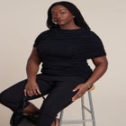 Sleeve Overlay Draped Top image number null