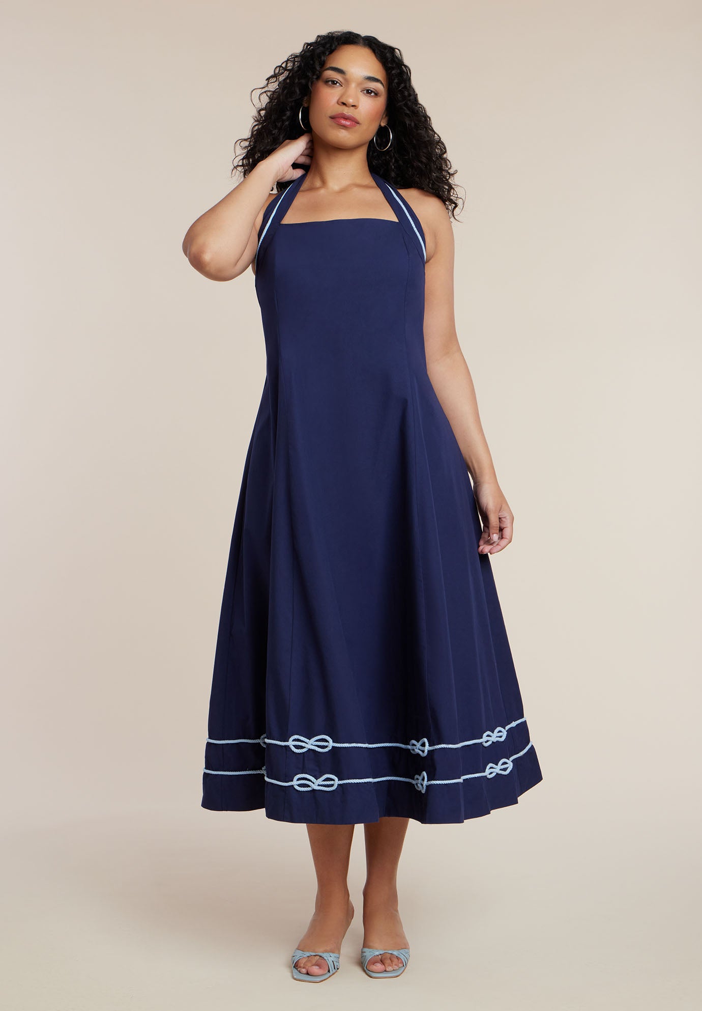Halter Neck Poplin Midi Dress image number 1