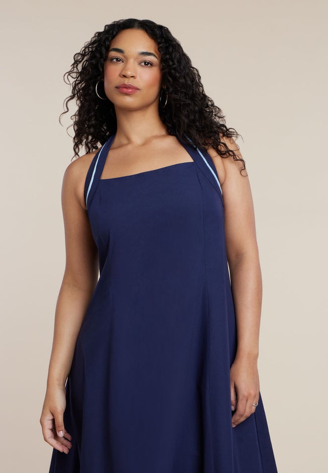 Halter Neck Poplin Midi Dress image number 3