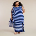 Fringe Detail Striped Knit Maxi Dress image number 1