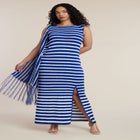 Fringe Detail Striped Knit Maxi Dress image number 0