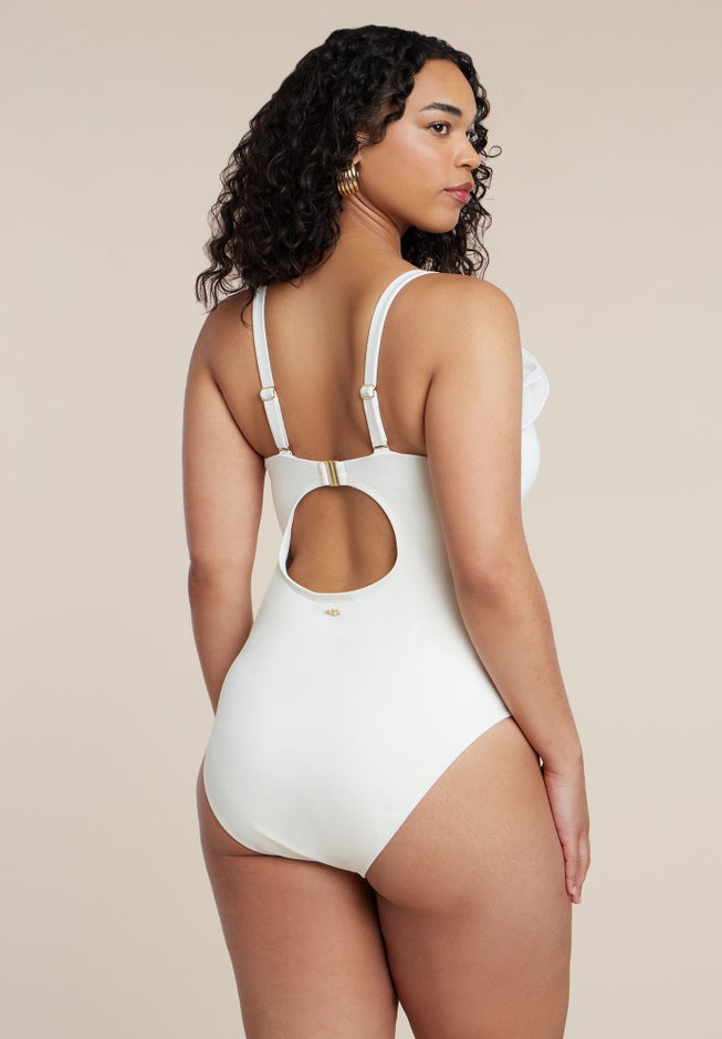 PatBO x ELOQUII Ruffle Detail One Piece Swimsuit image number 3