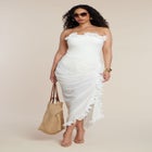 PatBO x ELOQUII Ruffled Sheer Mesh Skirt image number null