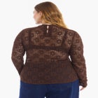 Floral Lace Mesh Funnel Neck Top image number 3