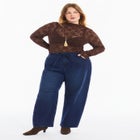 Floral Lace Mesh Funnel Neck Top image number 1
