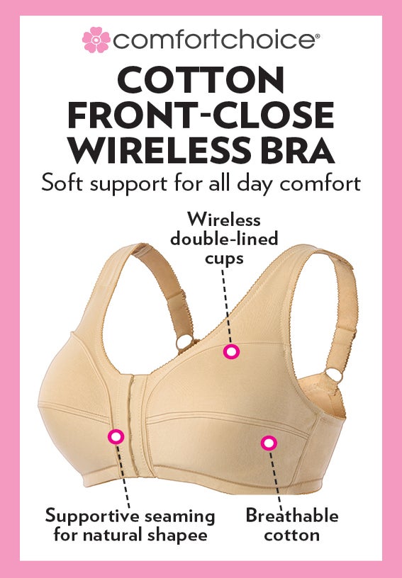 Cotton Front-Close Wireless Bra image number 2