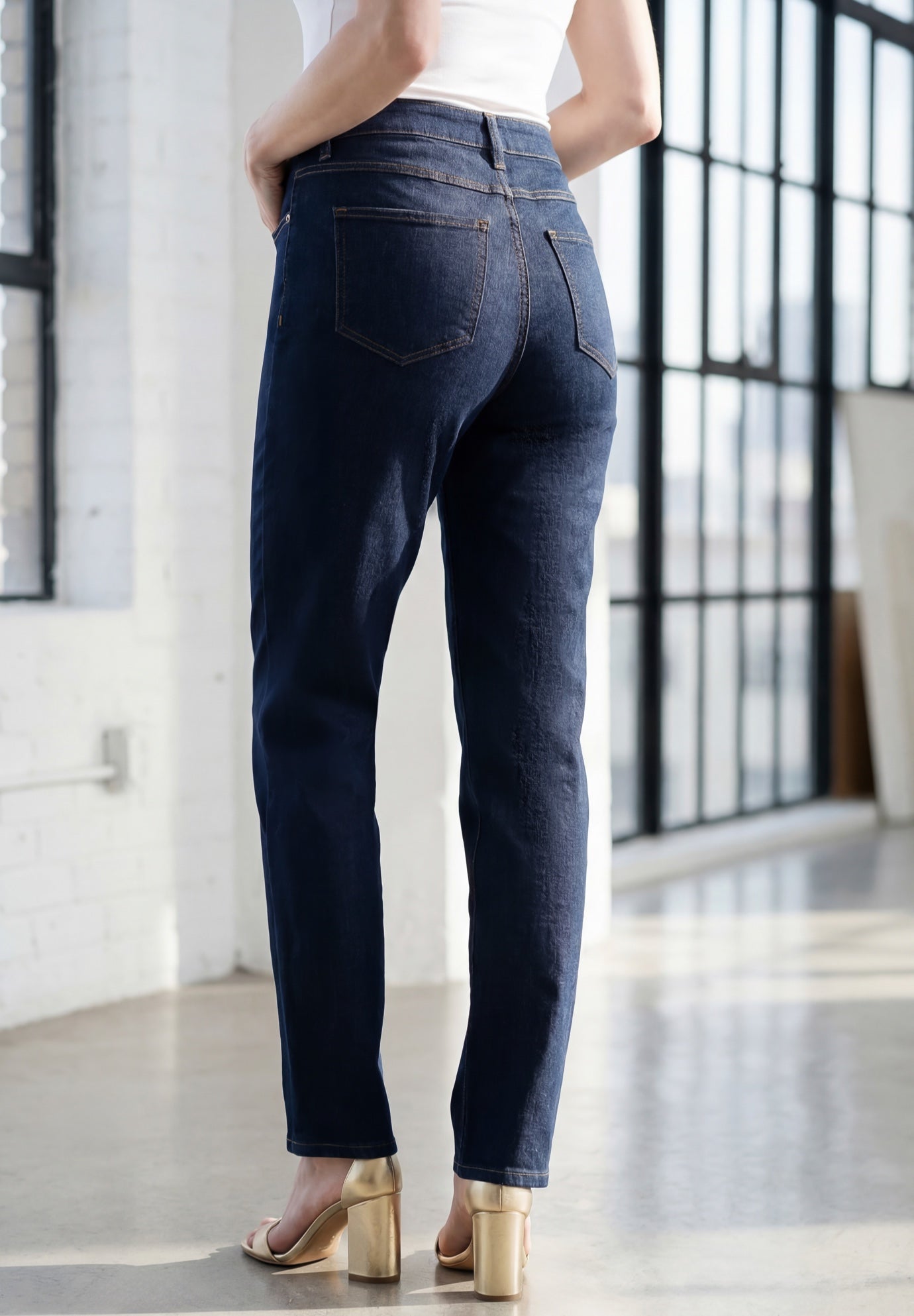 Plus Size Stretch Embroidered Straight Leg Jean image number 1
