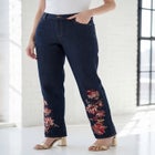 Plus Size Stretch Embroidered Straight Leg Jean image number 0