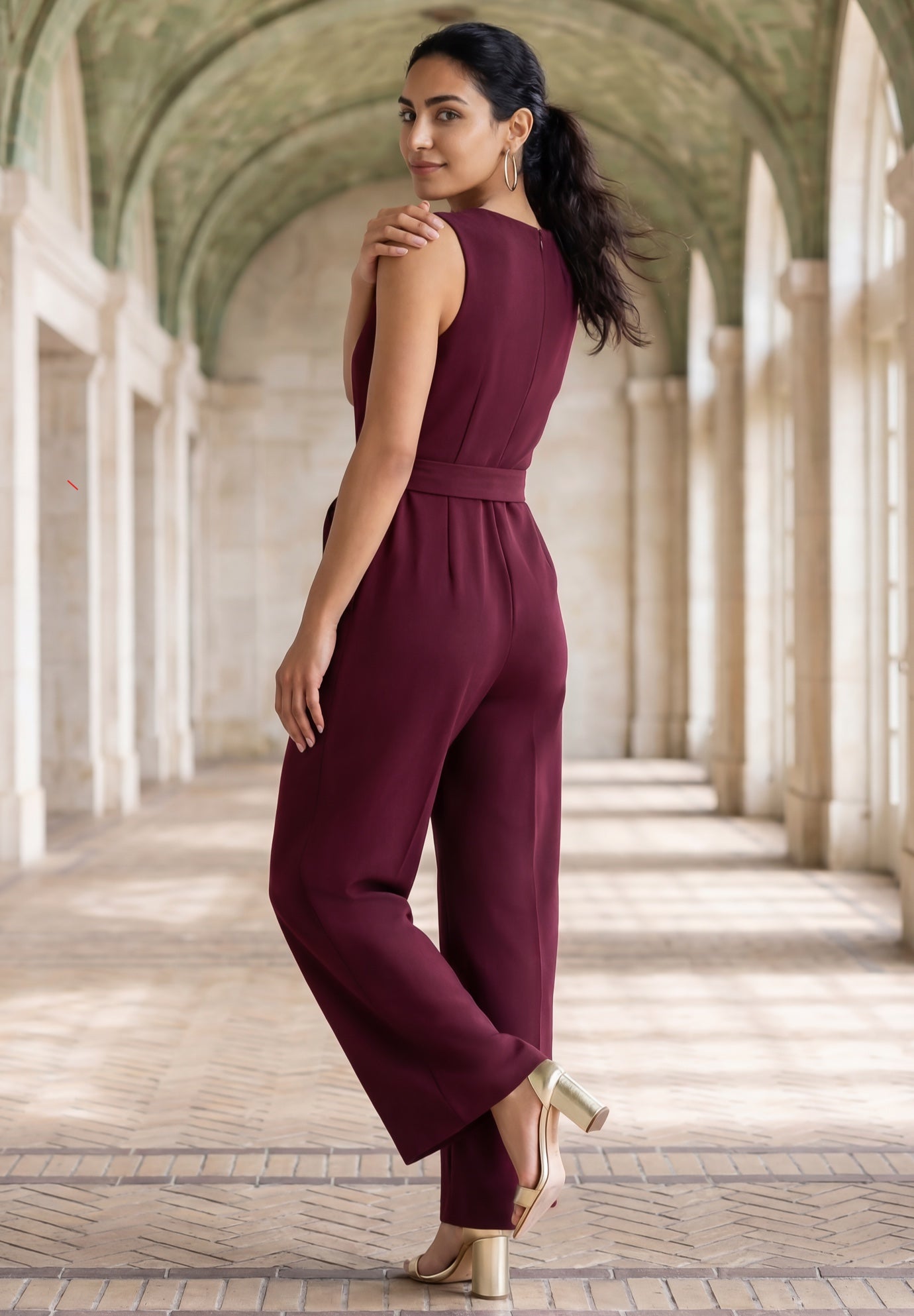 Sleeveless Wide-Leg Crepe Jumpsuit image number 1