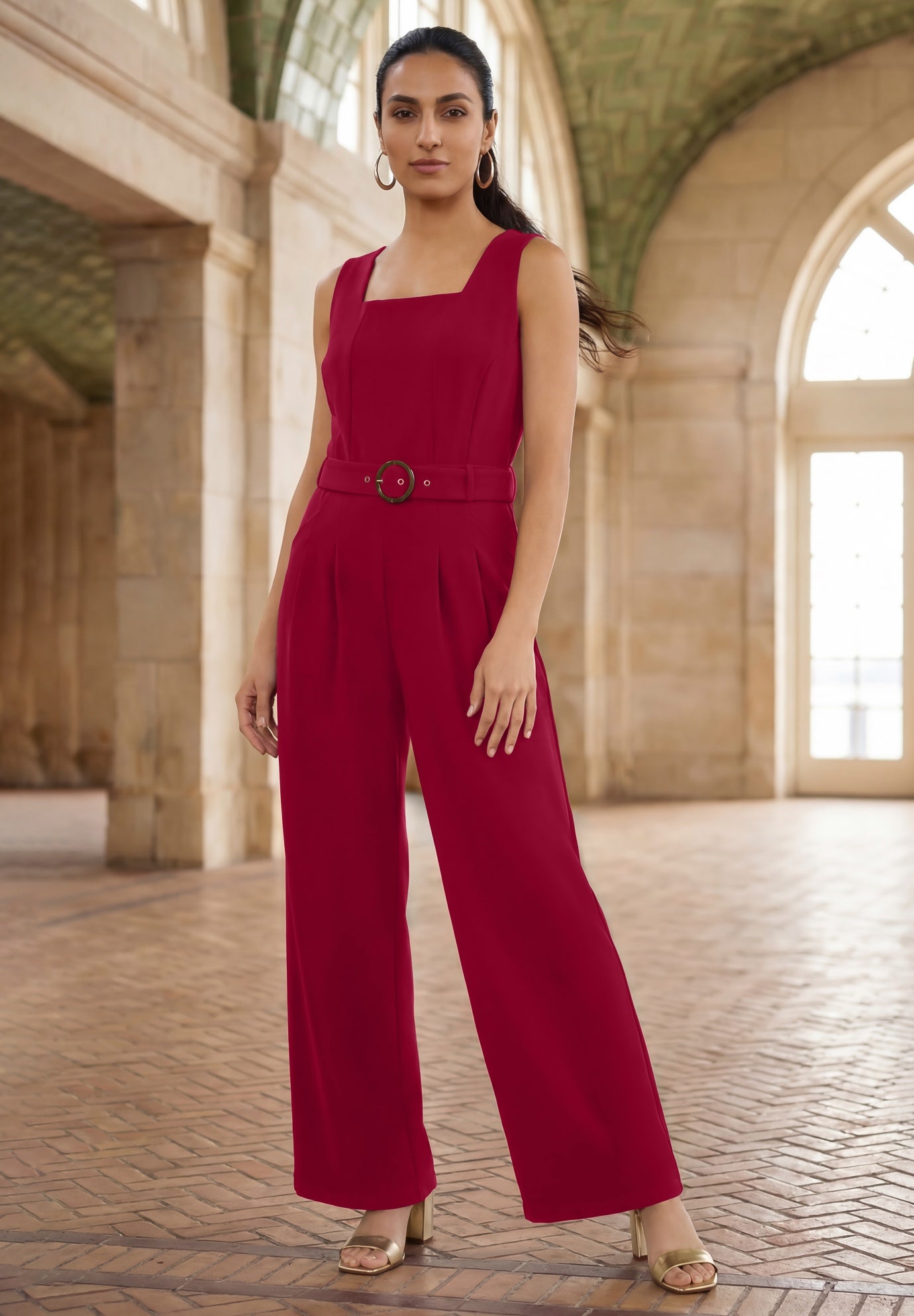 Sleeveless Wide-Leg Crepe Jumpsuit image number 0