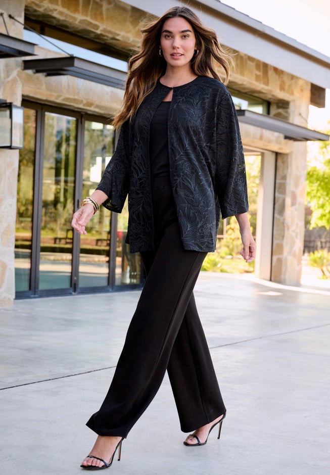 Plus Size Burnout Lace Bracelet Sleeve Jacket image number 1