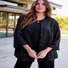 Plus Size Burnout Lace Bracelet Sleeve Jacket image number 2